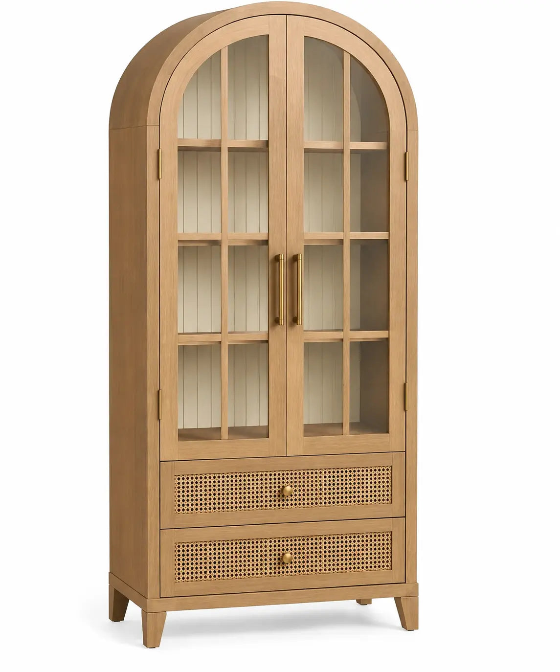 Vitrina de almacenamiento con formas arqueadas, marrón