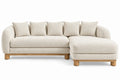 Sofá esquinero tapizado de contorno redondeado, beige y marrón